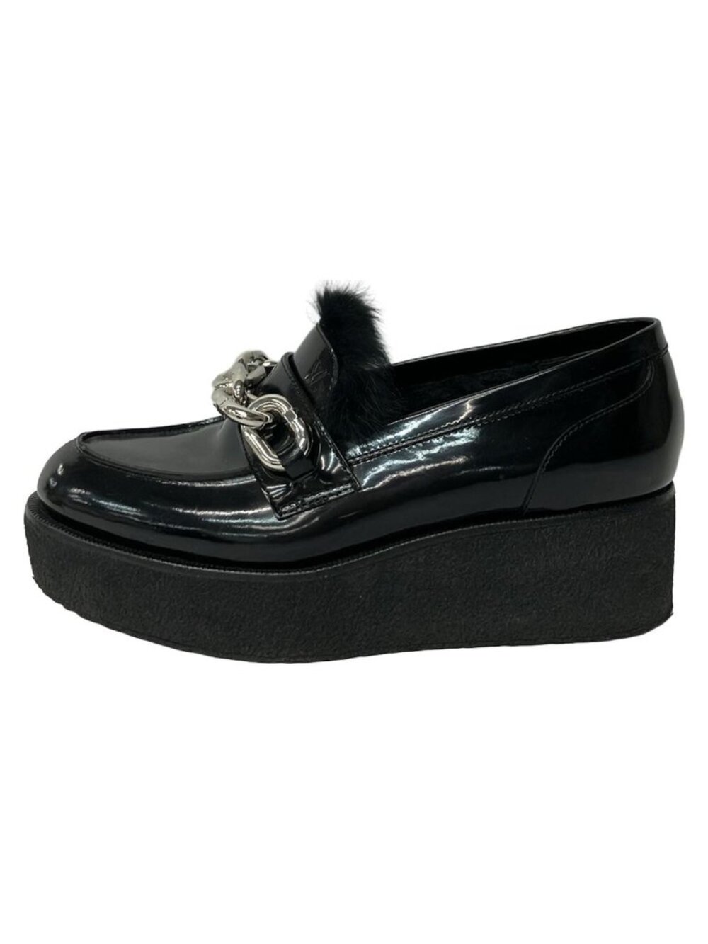 Louis Vuitton Shoes Samurai Line Black Chain Fur Platform Leather
